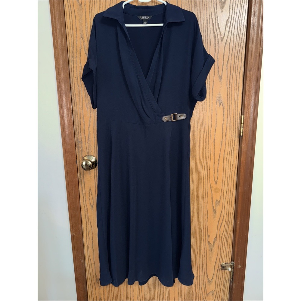 Ralph Lauren Women's Blue Short Sleeve Knit Dress size 16